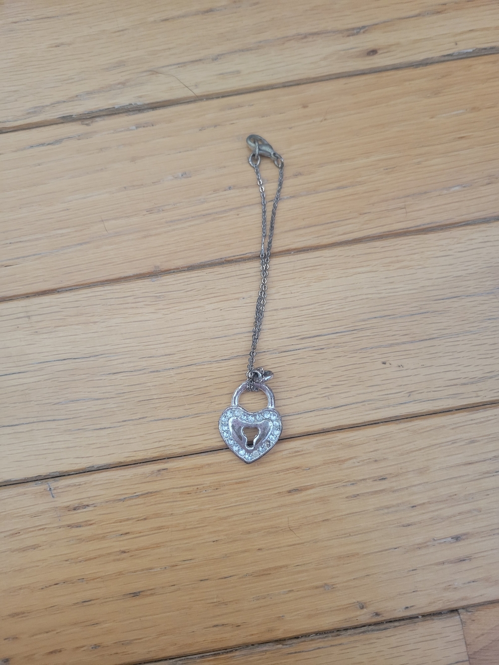 Silver Heart Padlock Bracelet Charm - Sparkling Accent